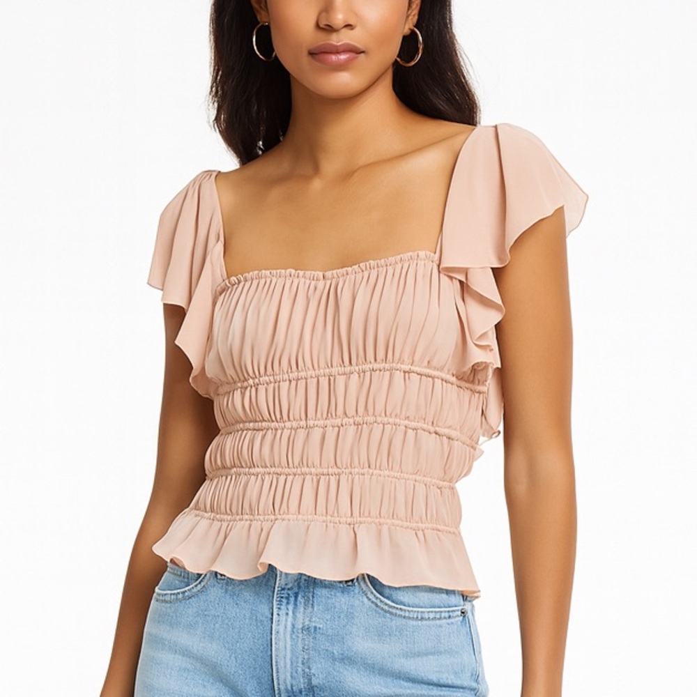 Free People Intimately Juliet Chiffon Ruffle‎ Bodysuit Women’s Size Small